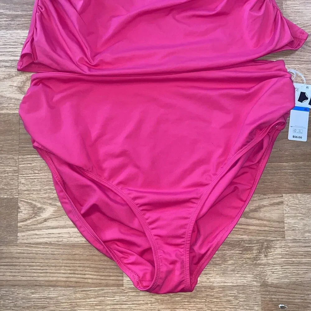 Anne Cole Pink Glow Women's Convertible High Waisted Set Size XL NWT $130